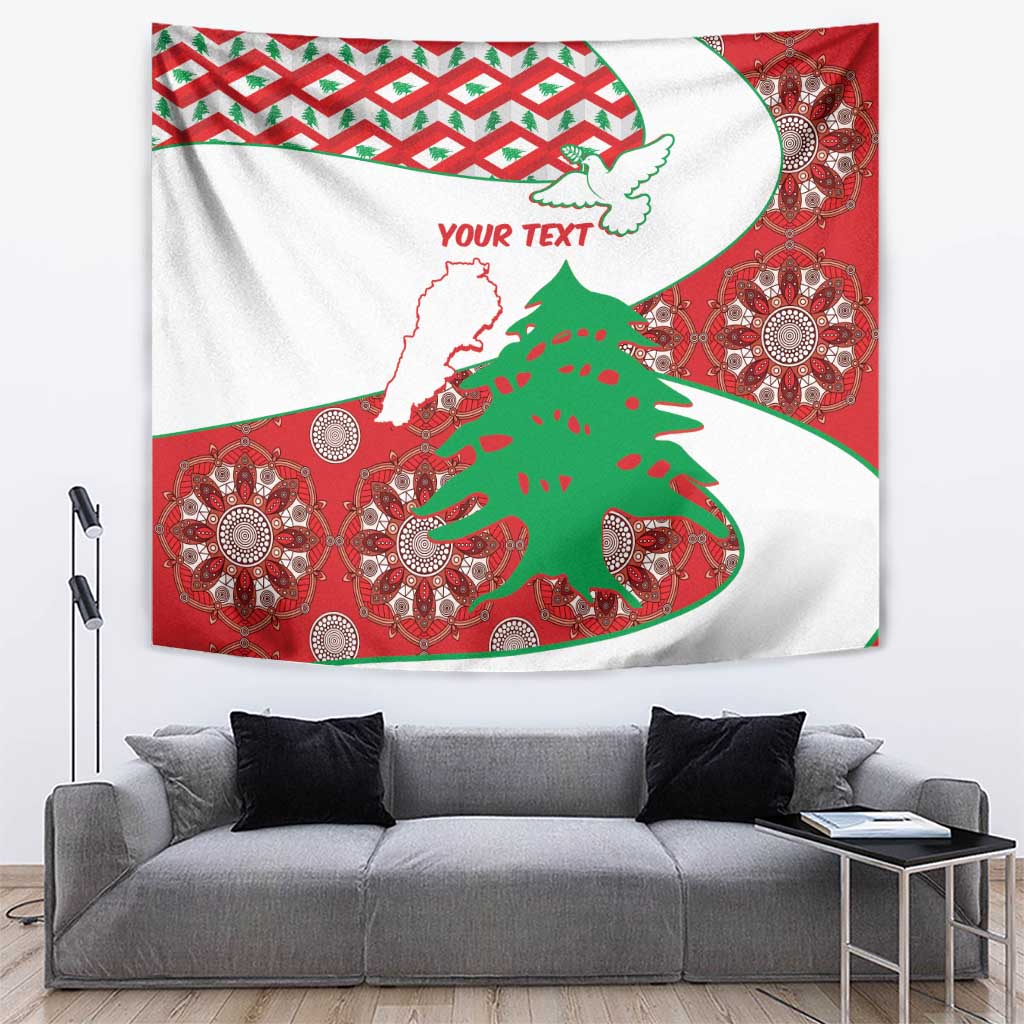 Personalised Lebanon Independence Day Tapestry Lebanese Map With Cedrus - Wonder Print Shop