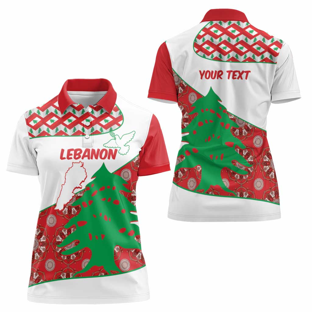 Personalised Lebanon Independence Day Women Polo Shirt Lebanese Map With Cedrus - Wonder Print Shop