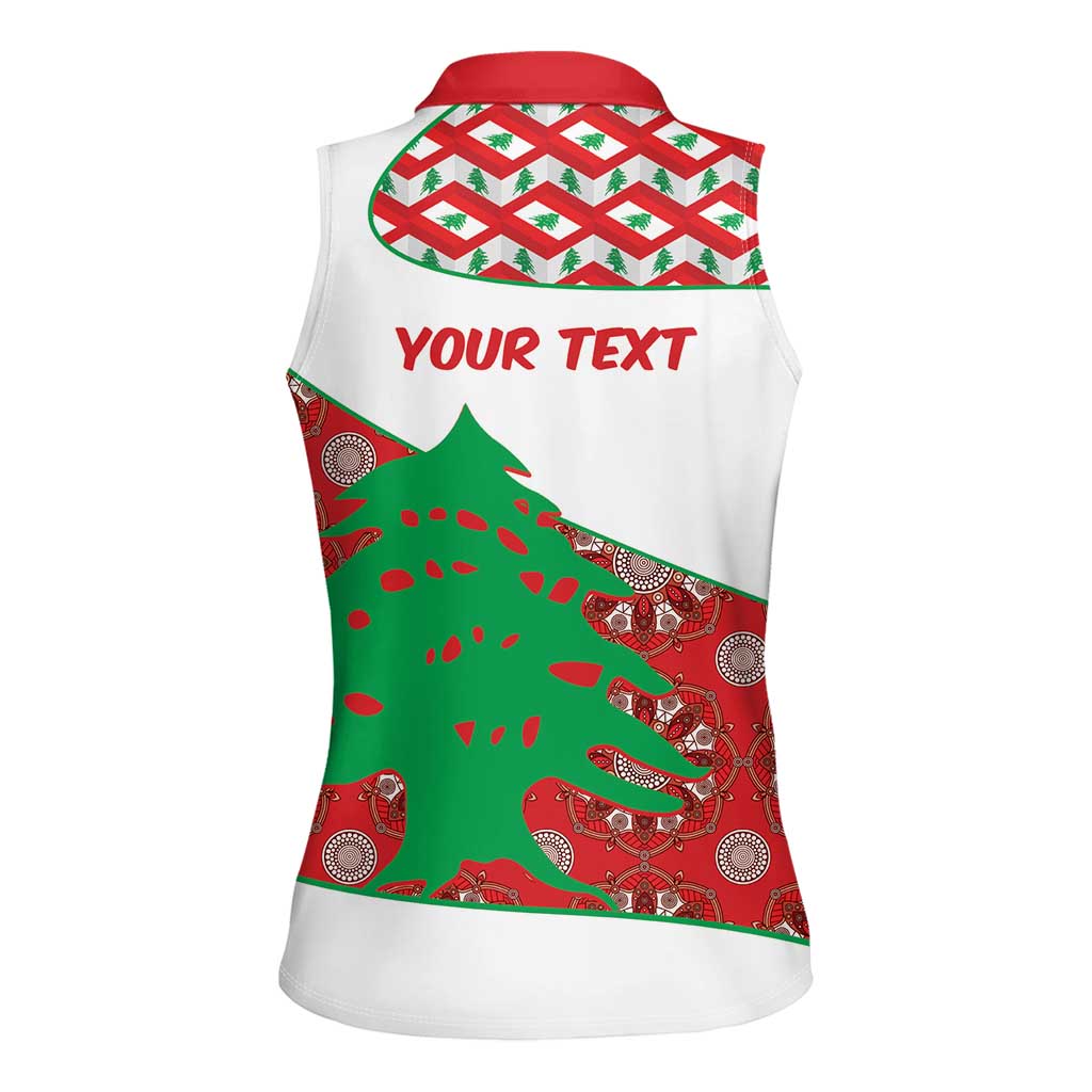 Personalised Lebanon Independence Day Women Sleeveless Polo Shirt Lebanese Map With Cedrus - Wonder Print Shop