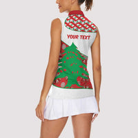 Personalised Lebanon Independence Day Women Sleeveless Polo Shirt Lebanese Map With Cedrus - Wonder Print Shop