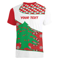 Personalised Lebanon Independence Day Women V-Neck T-Shirt Lebanese Map With Cedrus - Wonder Print Shop