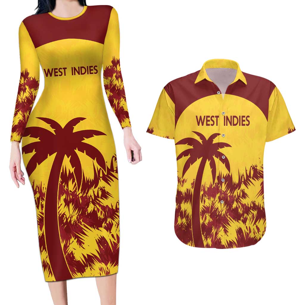 Custom West Indies Cricket Couples Matching Long Sleeve Bodycon Dress and Hawaiian Shirt Windies Newest Version - Wonder Print Shop