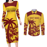 Custom West Indies Cricket Couples Matching Long Sleeve Bodycon Dress and Long Sleeve Button Shirt Windies Newest Version - Wonder Print Shop