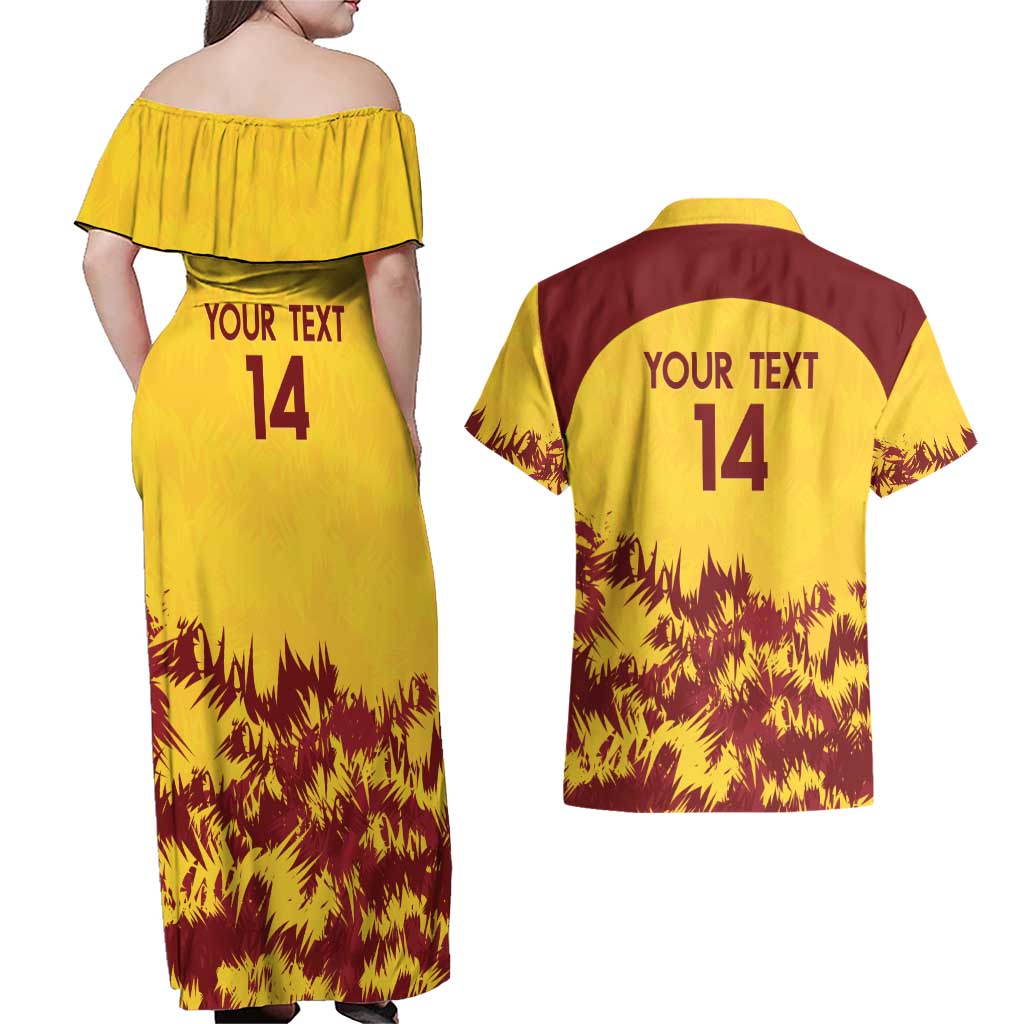 Custom West Indies Cricket Couples Matching Off Shoulder Maxi Dress and Hawaiian Shirt Windies Newest Version - Wonder Print Shop