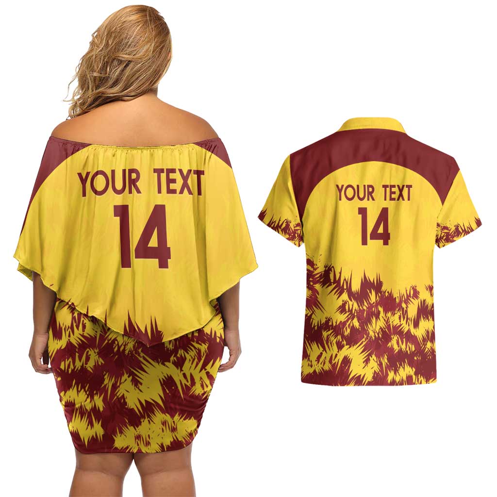 Custom West Indies Cricket Couples Matching Off Shoulder Short Dress and Hawaiian Shirt Windies Newest Version - Wonder Print Shop