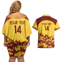Custom West Indies Cricket Couples Matching Off Shoulder Short Dress and Hawaiian Shirt Windies Newest Version - Wonder Print Shop
