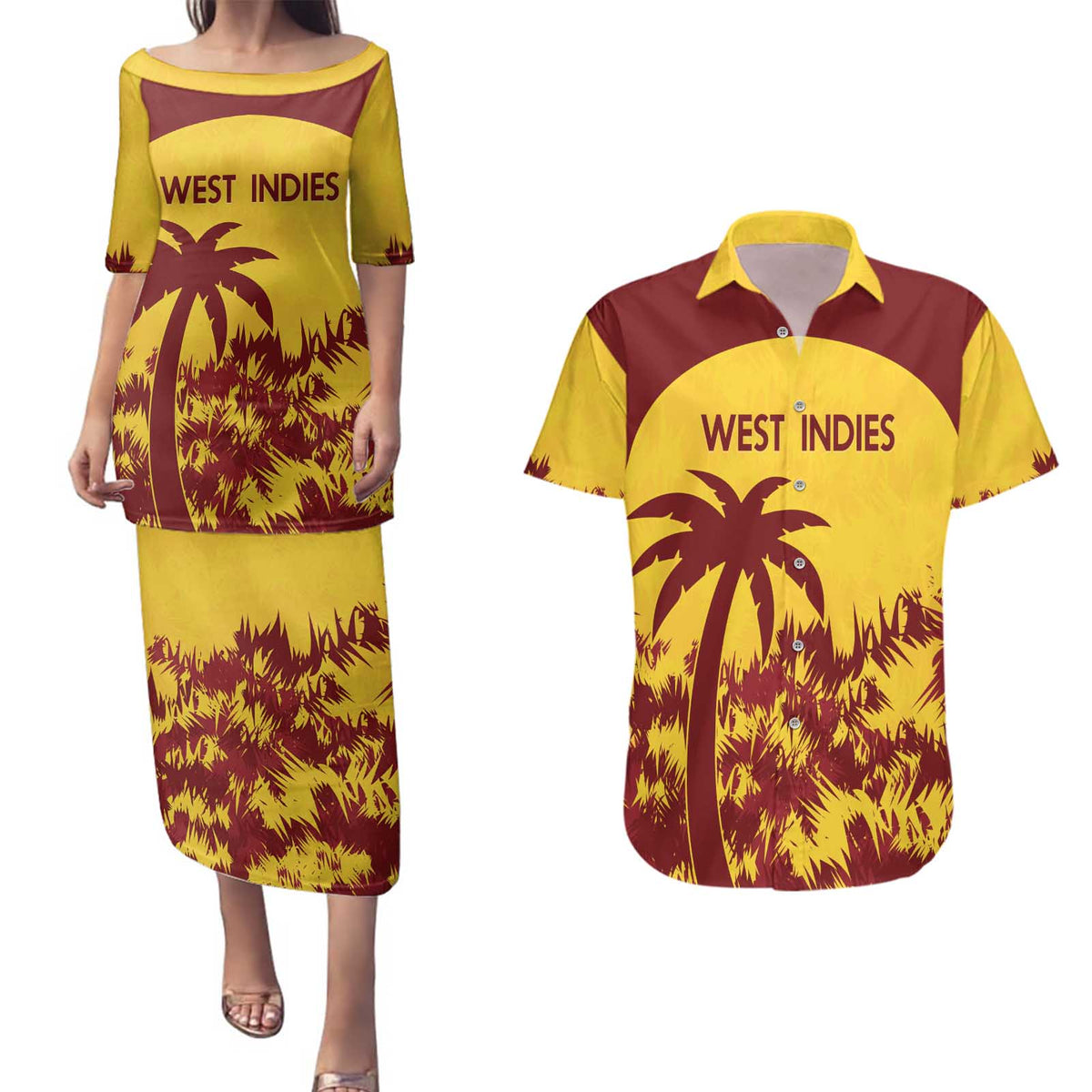 Custom West Indies Cricket Couples Matching Puletasi and Hawaiian Shirt Windies Newest Version - Wonder Print Shop