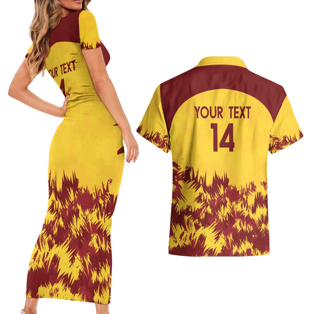 Custom West Indies Cricket Couples Matching Short Sleeve Bodycon Dress and Hawaiian Shirt Windies Newest Version - Wonder Print Shop