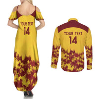 Custom West Indies Cricket Couples Matching Summer Maxi Dress and Long Sleeve Button Shirt Windies Newest Version - Wonder Print Shop