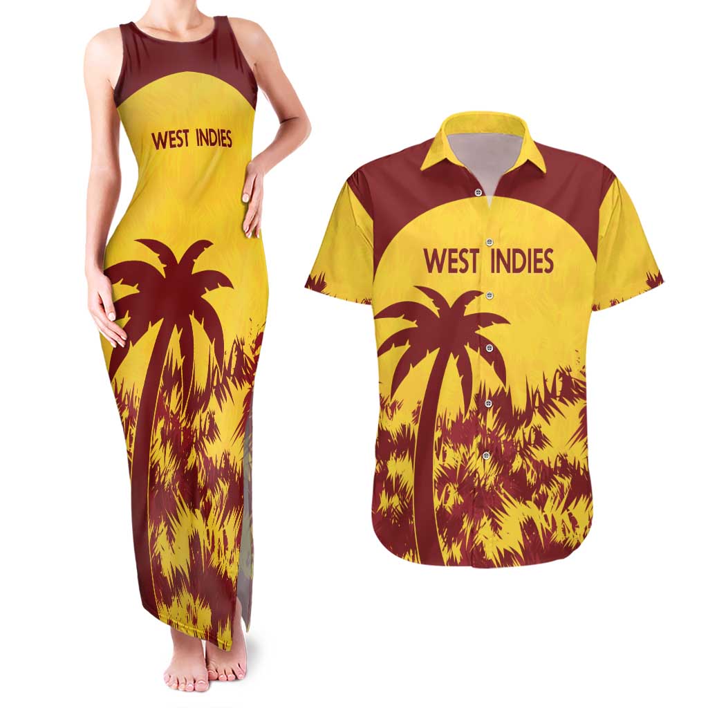 Custom West Indies Cricket Couples Matching Tank Maxi Dress and Hawaiian Shirt Windies Newest Version - Wonder Print Shop