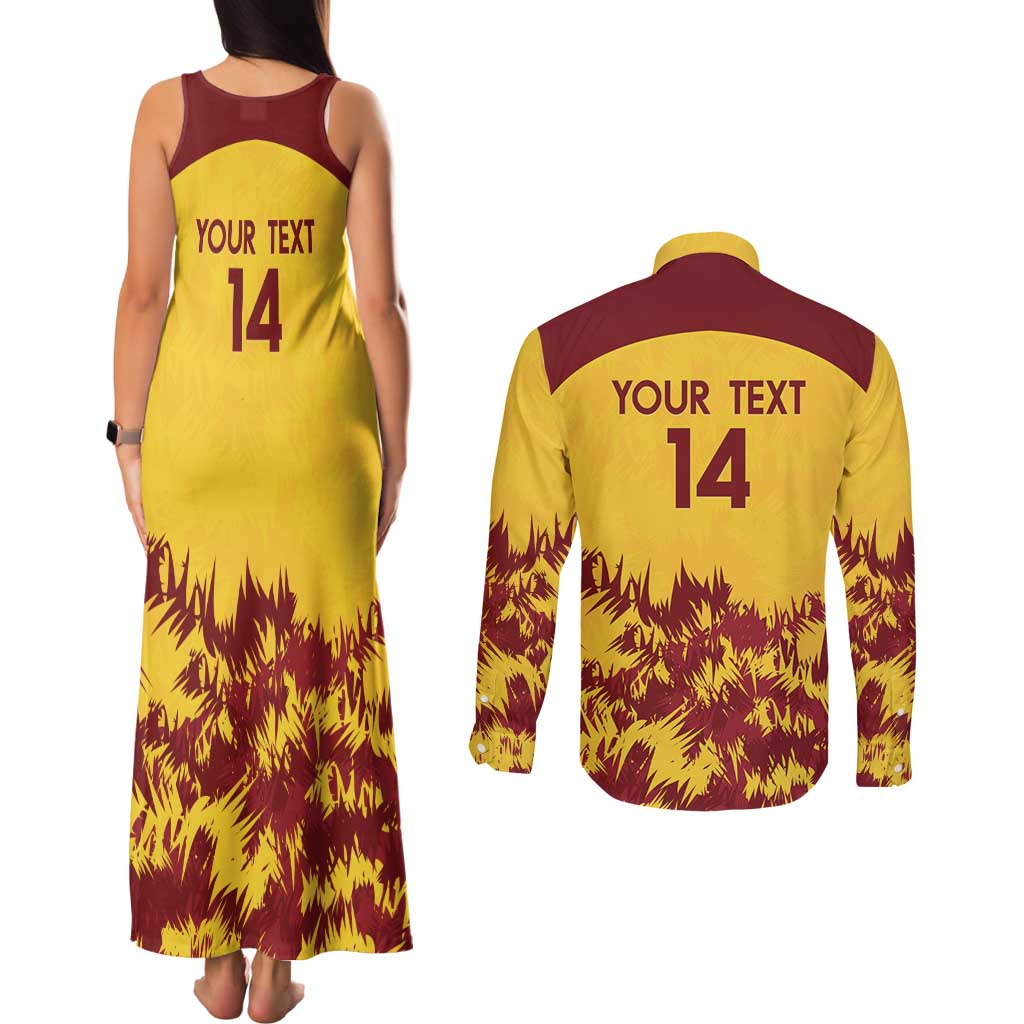 Custom West Indies Cricket Couples Matching Tank Maxi Dress and Long Sleeve Button Shirt Windies Newest Version - Wonder Print Shop