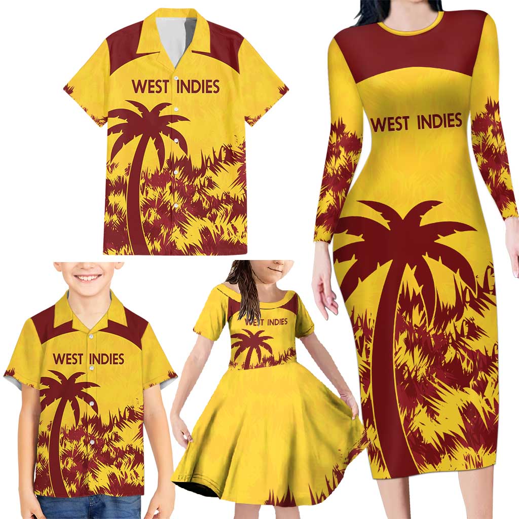 Custom West Indies Cricket Family Matching Long Sleeve Bodycon Dress and Hawaiian Shirt Windies Newest Version - Wonder Print Shop
