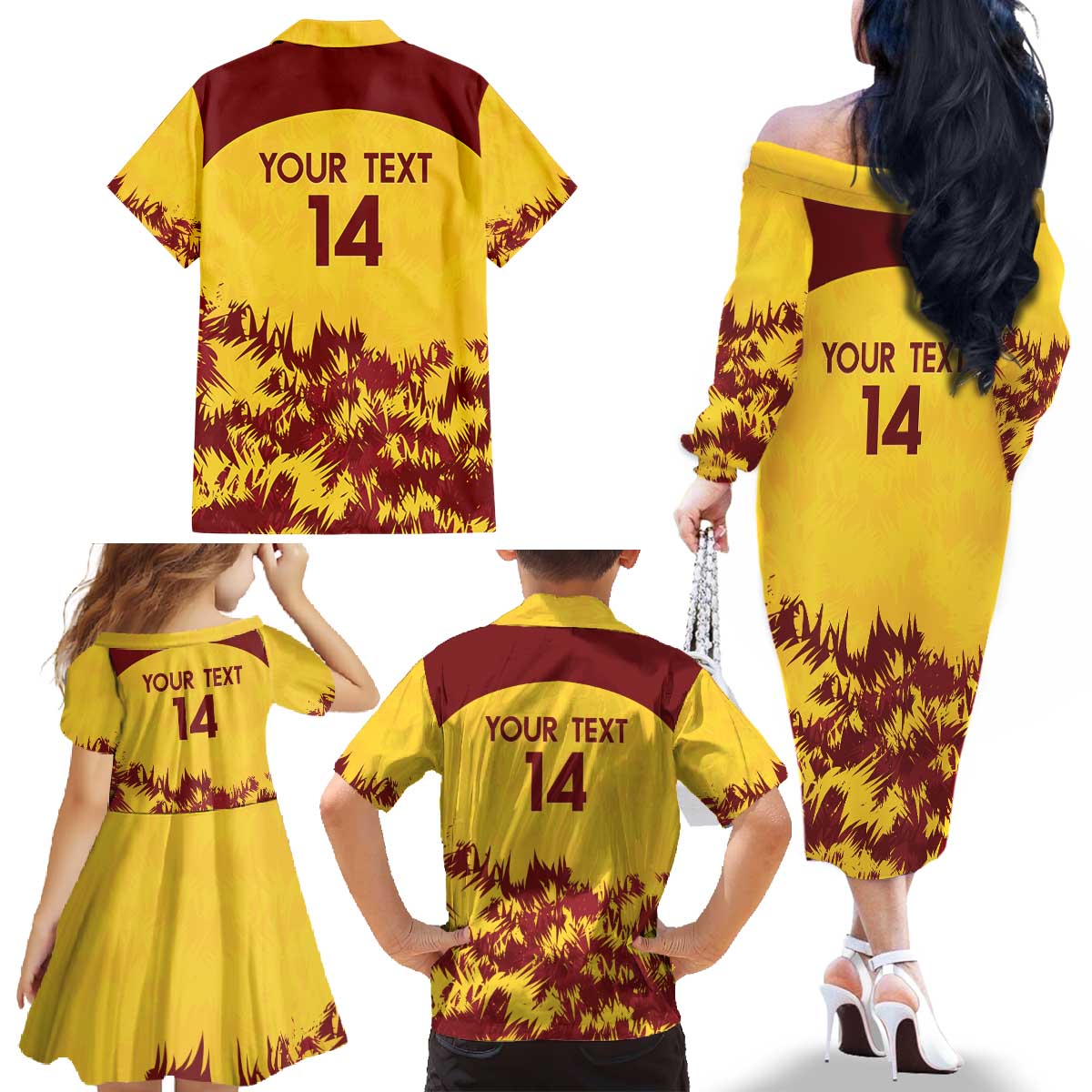 Custom West Indies Cricket Family Matching Off The Shoulder Long Sleeve Dress and Hawaiian Shirt Windies Newest Version - Wonder Print Shop