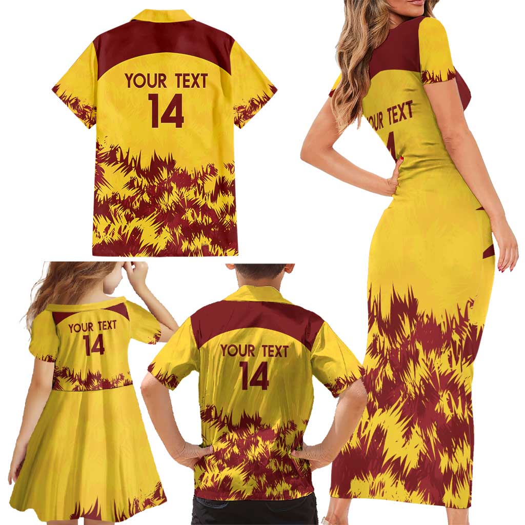 Custom West Indies Cricket Family Matching Short Sleeve Bodycon Dress and Hawaiian Shirt Windies Newest Version - Wonder Print Shop