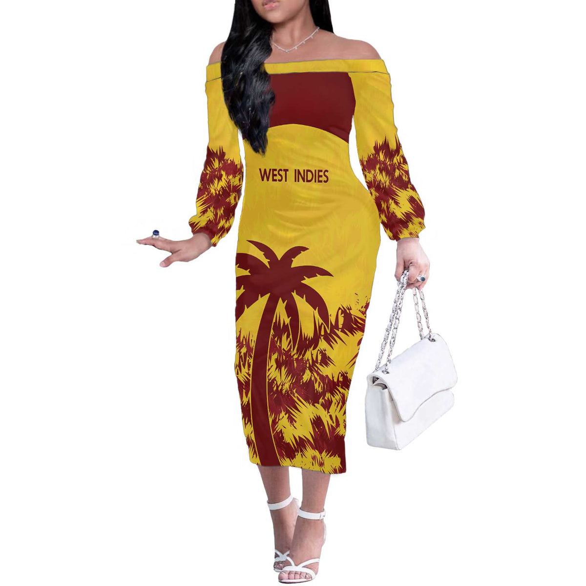 Custom West Indies Cricket Off The Shoulder Long Sleeve Dress Windies Newest Version - Wonder Print Shop