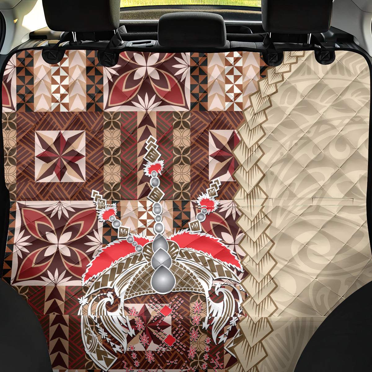 Samoa Tapau Back Car Seat Cover Samoan Siapo Pattern - Wonder Print Shop