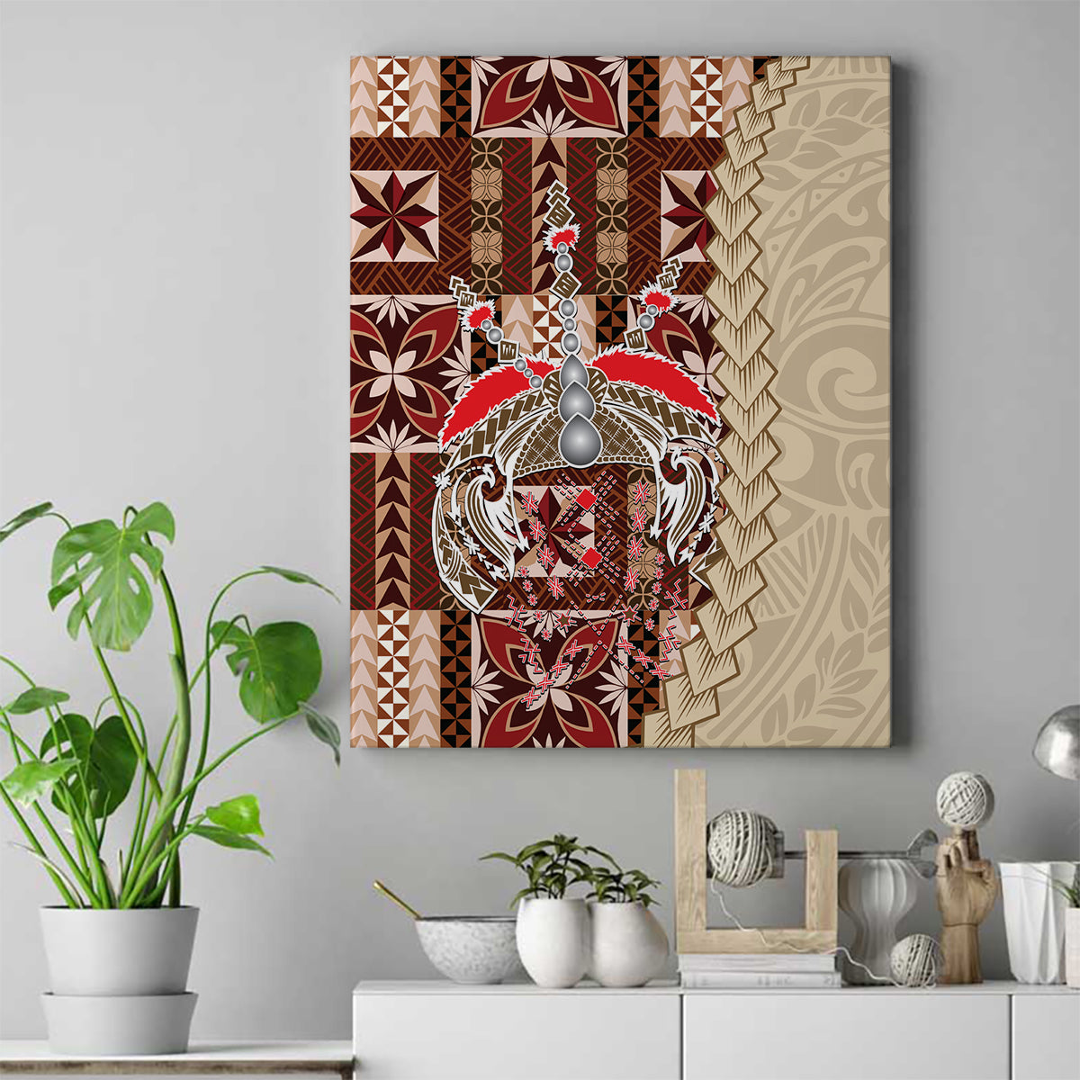 Samoa Tapau Canvas Wall Art Samoan Siapo Pattern - Wonder Print Shop
