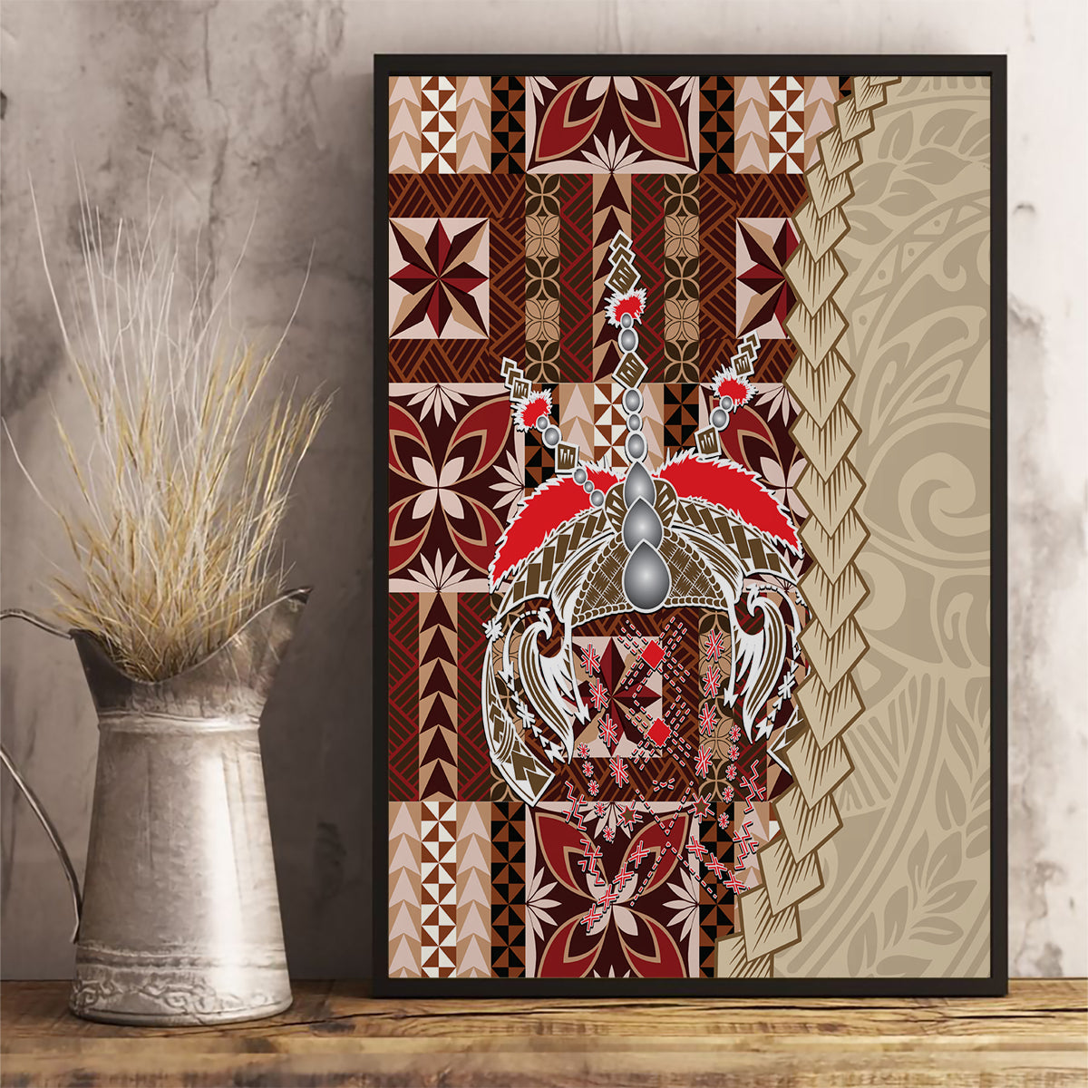 Samoa Tapau Canvas Wall Art Samoan Siapo Pattern - Wonder Print Shop