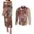 Samoa Tapau Couples Matching Puletasi Dress and Long Sleeve Button Shirt Samoan Siapo Pattern - Wonder Print Shop
