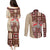 Samoa Tapau Couples Matching Puletasi Dress and Long Sleeve Button Shirt Samoan Siapo Pattern - Wonder Print Shop