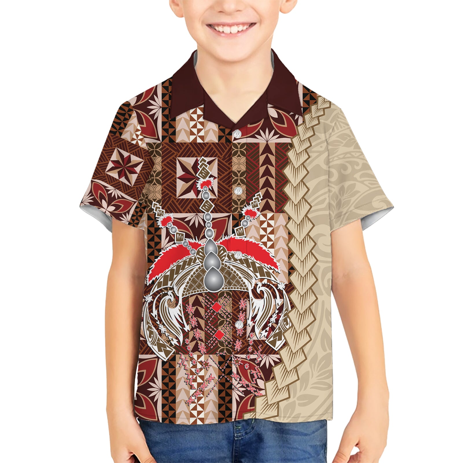 Samoa Tapau Kid Hawaiian Shirt Samoan Siapo Pattern - Wonder Print Shop