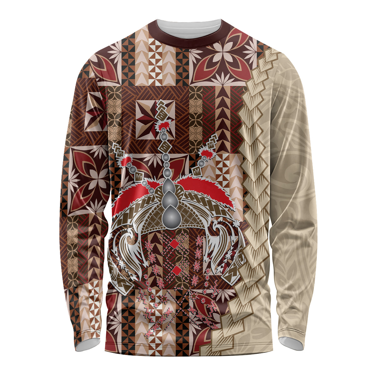 Samoa Tapau Long Sleeve Shirt Samoan Siapo Pattern - Wonder Print Shop