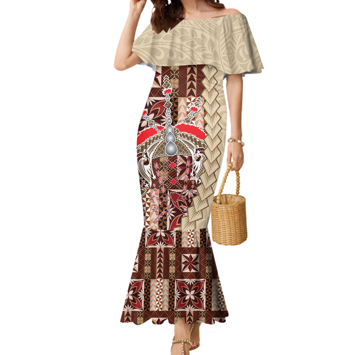 Samoa Tapau Mermaid Dress Samoan Siapo Pattern - Wonder Print Shop