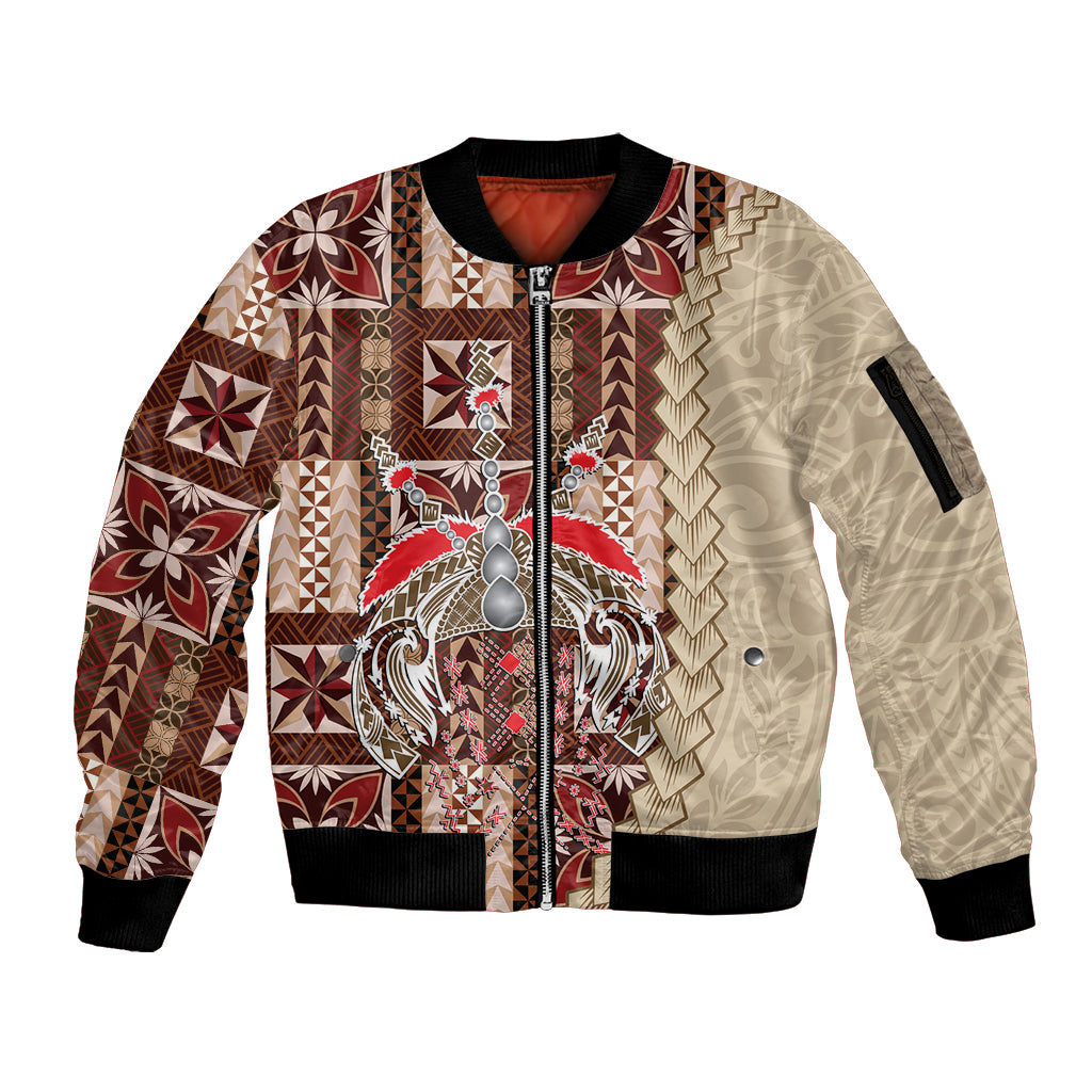 Samoa Tapau Sleeve Zip Bomber Jacket Samoan Siapo Pattern - Wonder Print Shop