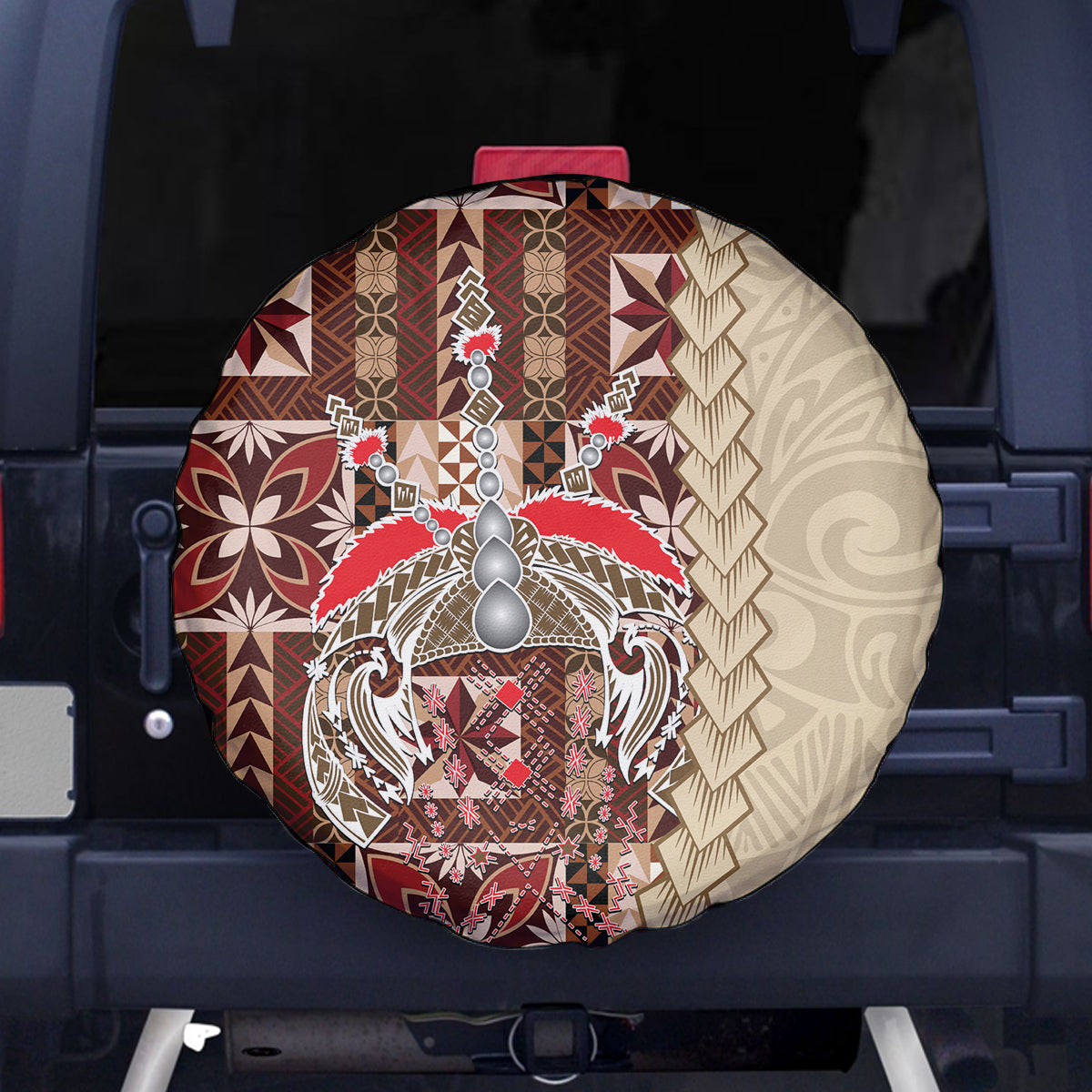 Samoa Tapau Spare Tire Cover Samoan Siapo Pattern - Wonder Print Shop