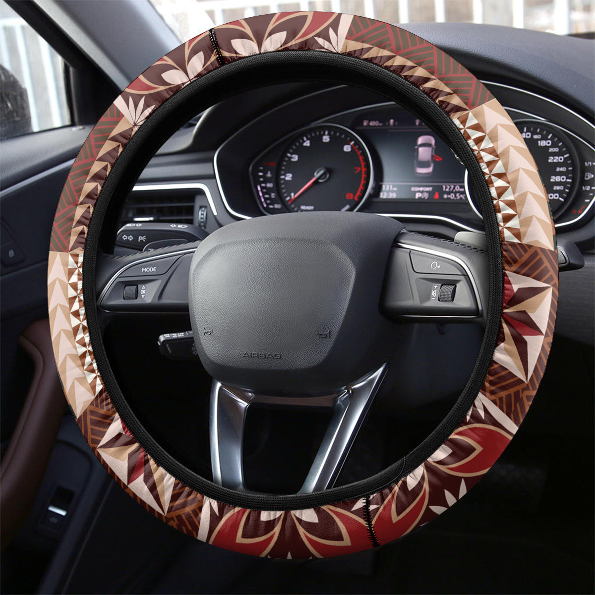 Samoa Tapau Steering Wheel Cover Samoan Siapo Pattern - Wonder Print Shop