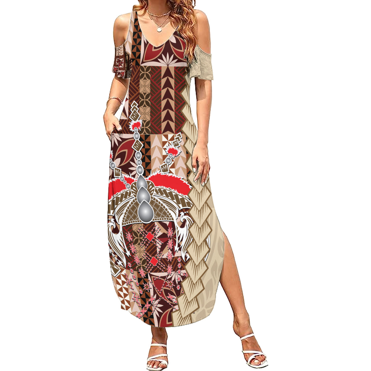 Samoa Tapau Summer Maxi Dress Samoan Siapo Pattern - Wonder Print Shop