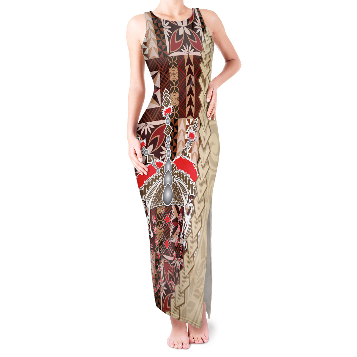 Samoa Tapau Tank Maxi Dress Samoan Siapo Pattern - Wonder Print Shop