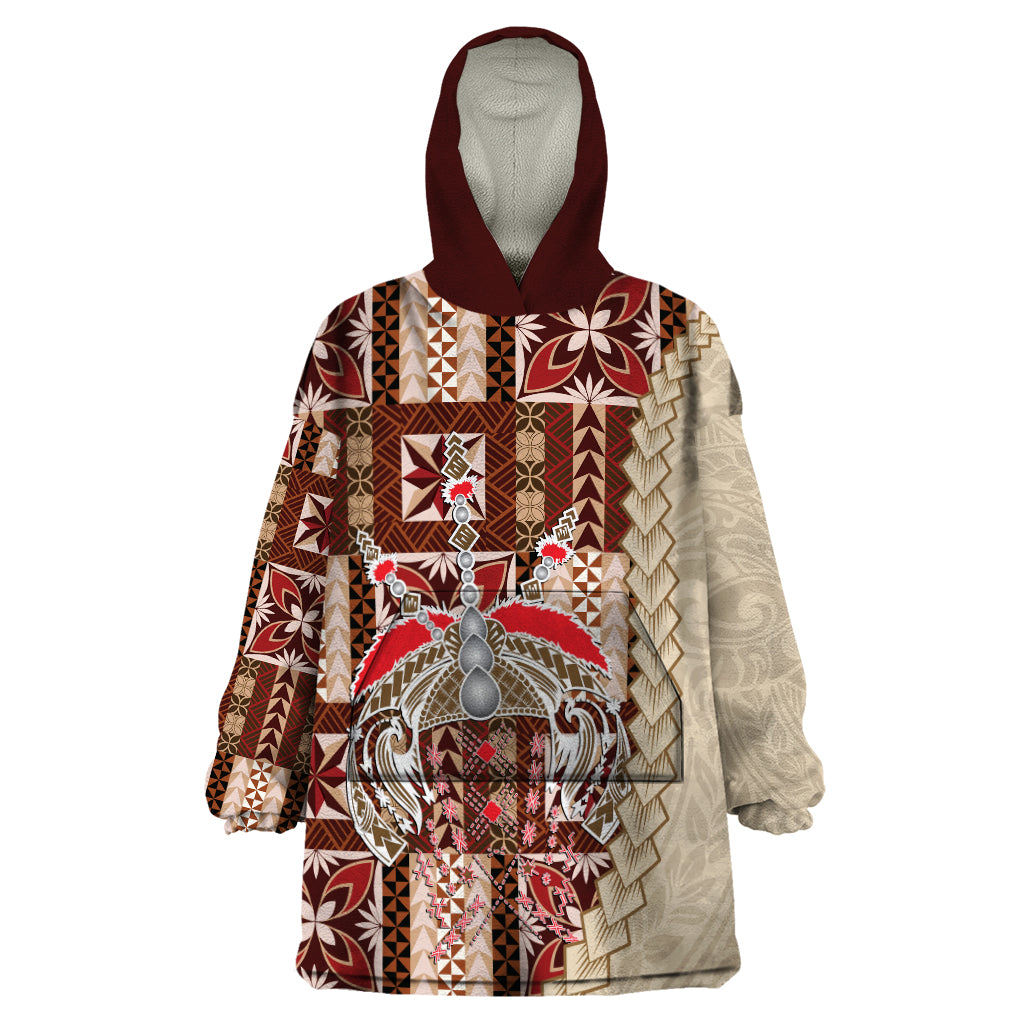 Samoa Tapau Wearable Blanket Hoodie Samoan Siapo Pattern - Wonder Print Shop
