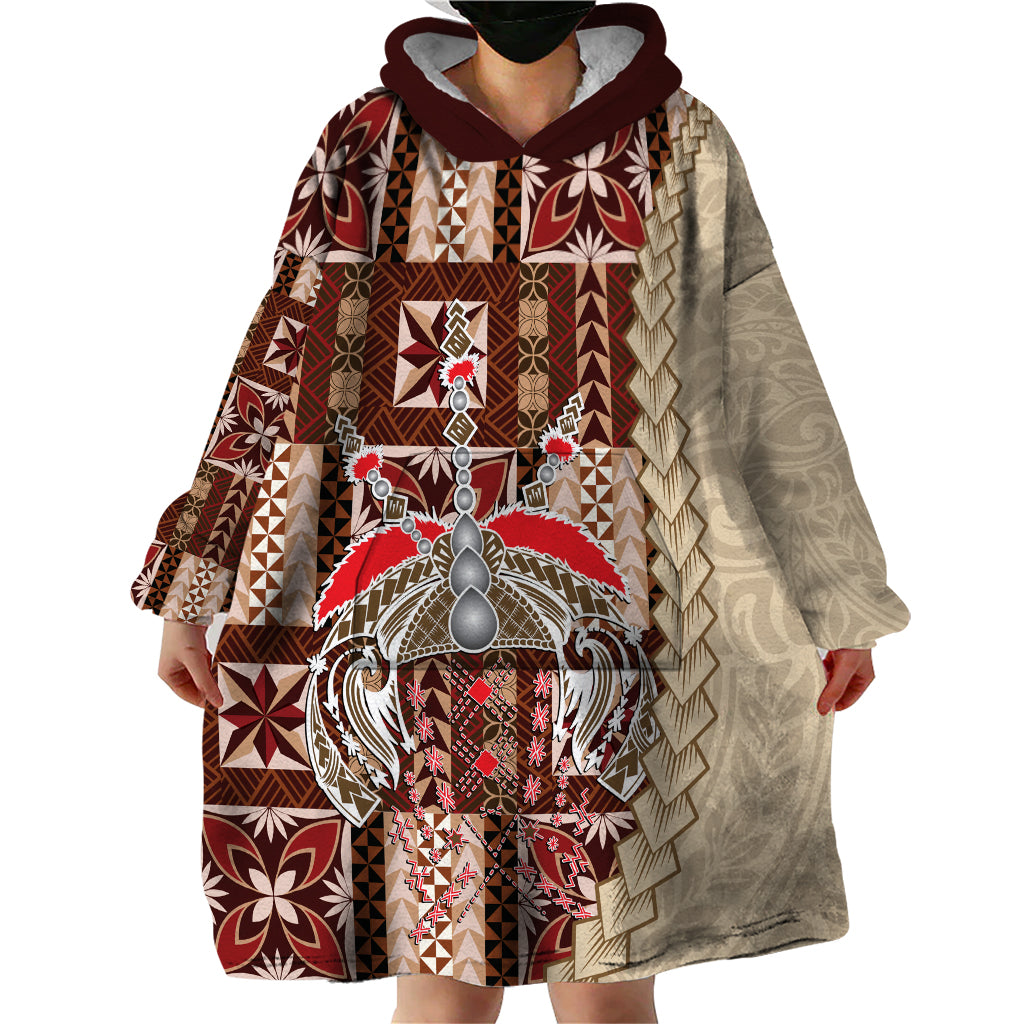 Samoa Tapau Wearable Blanket Hoodie Samoan Siapo Pattern - Wonder Print Shop