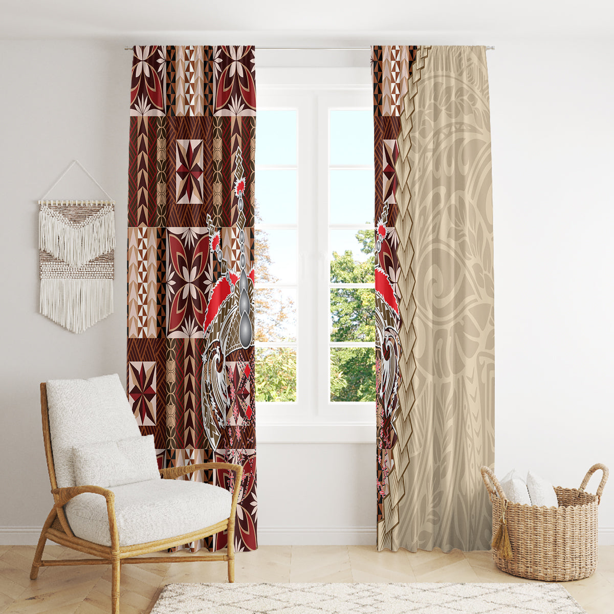Samoa Tapau Window Curtain Samoan Siapo Pattern - Wonder Print Shop