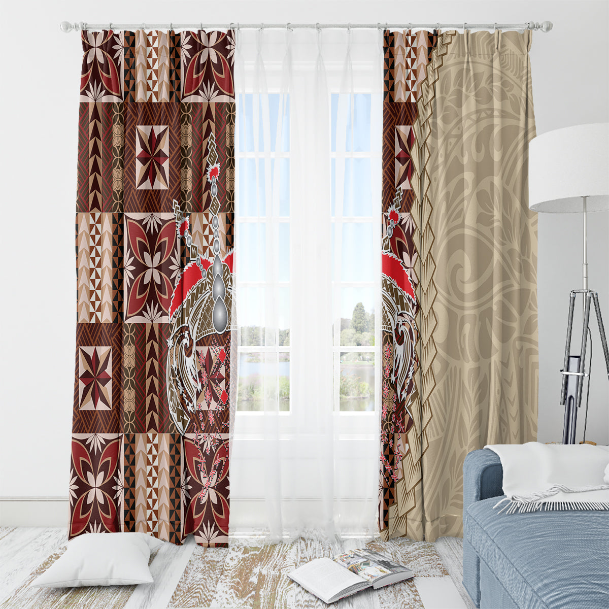 Samoa Tapau Window Curtain Samoan Siapo Pattern - Wonder Print Shop