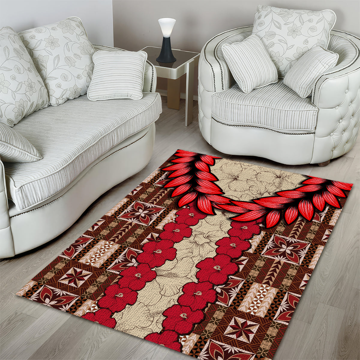 Samoa Siapo Area Rug Tapa Pattern Mix Ula Fala Hibiscus - Wonder Print Shop