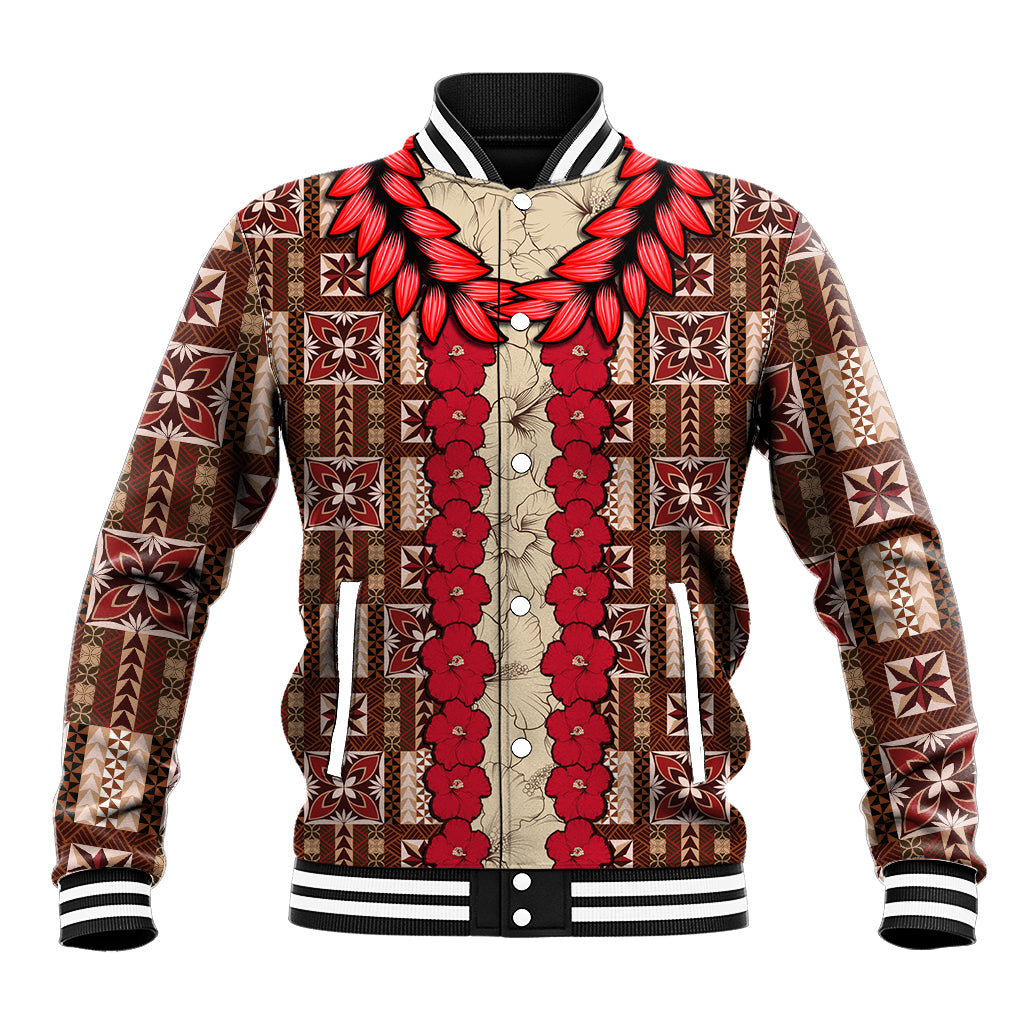 Samoa Siapo Baseball Jacket Tapa Pattern Mix Ula Fala Hibiscus - Wonder Print Shop