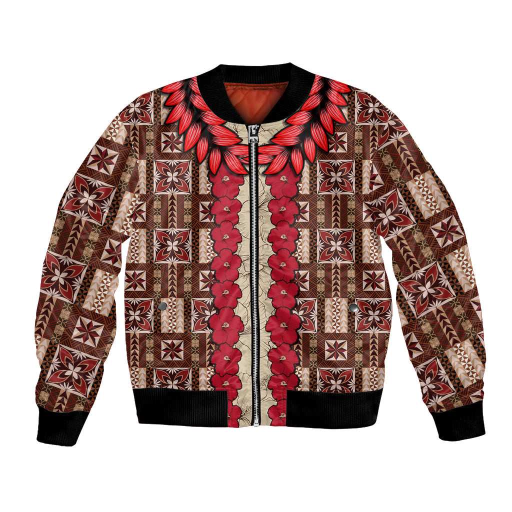 Samoa Siapo Bomber Jacket Tapa Pattern Mix Ula Fala Hibiscus - Wonder Print Shop