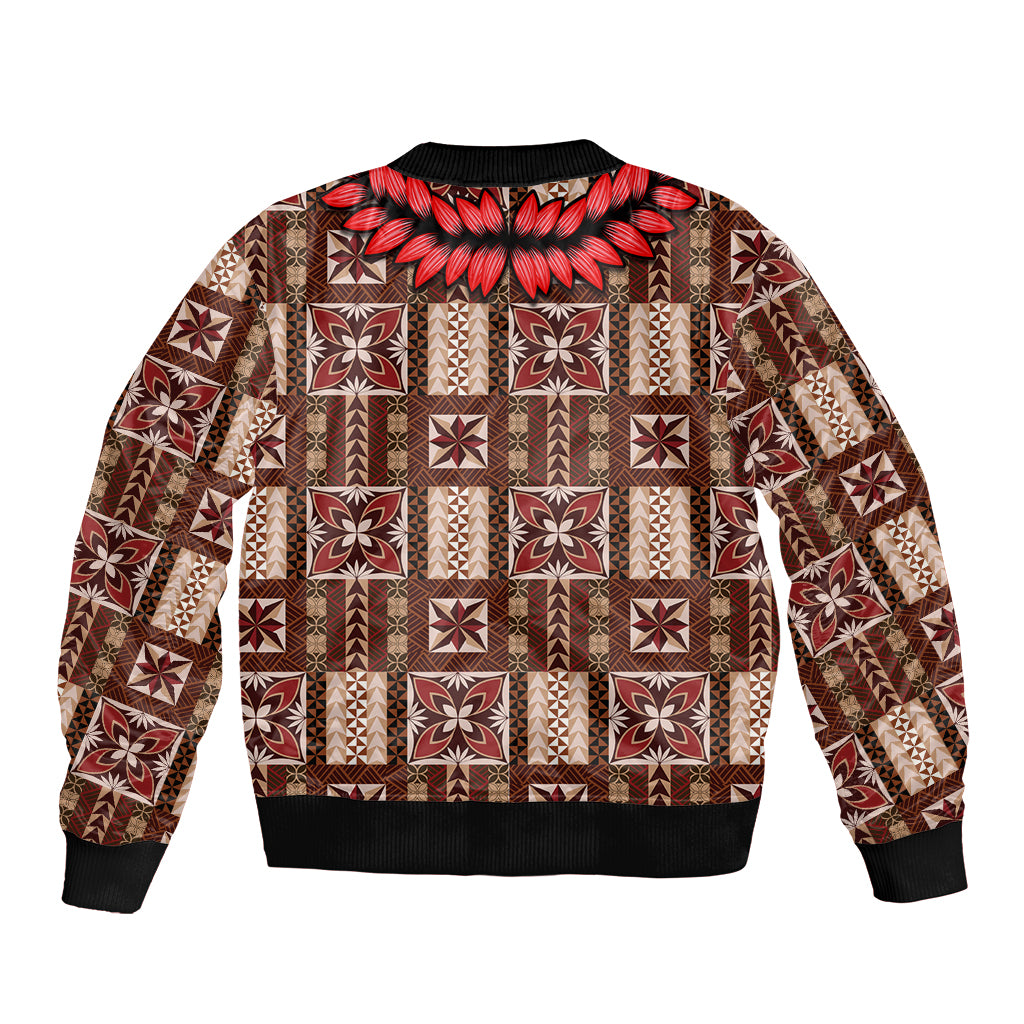 Samoa Siapo Bomber Jacket Tapa Pattern Mix Ula Fala Hibiscus - Wonder Print Shop