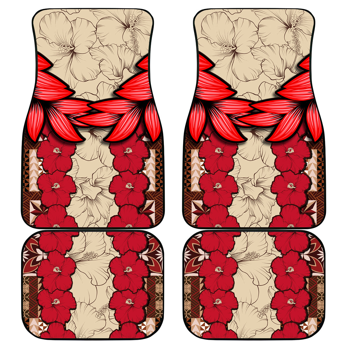 Samoa Siapo Car Mats Tapa Pattern Mix Ula Fala Hibiscus - Wonder Print Shop