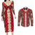 Samoa Siapo Couples Matching Long Sleeve Bodycon Dress and Long Sleeve Button Shirt Tapa Pattern Mix Ula Fala Hibiscus - Wonder Print Shop