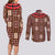 Samoa Siapo Couples Matching Long Sleeve Bodycon Dress and Long Sleeve Button Shirt Tapa Pattern Mix Ula Fala Hibiscus - Wonder Print Shop