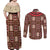 Samoa Siapo Couples Matching Off Shoulder Maxi Dress and Long Sleeve Button Shirt Tapa Pattern Mix Ula Fala Hibiscus - Wonder Print Shop