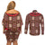 Samoa Siapo Couples Matching Off Shoulder Short Dress and Long Sleeve Button Shirt Tapa Pattern Mix Ula Fala Hibiscus - Wonder Print Shop