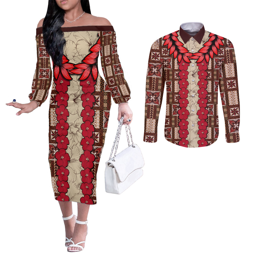 samoa-siapo-couples-matching-off-the-shoulder-long-sleeve-dress-and-long-sleeve-button-shirt-tapa-pattern-mix-ula-fala-hibiscus