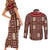 Samoa Siapo Couples Matching Short Sleeve Bodycon Dress and Long Sleeve Button Shirt Tapa Pattern Mix Ula Fala Hibiscus - Wonder Print Shop