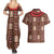 Samoa Siapo Couples Matching Summer Maxi Dress and Hawaiian Shirt Tapa Pattern Mix Ula Fala Hibiscus - Wonder Print Shop