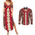 Samoa Siapo Couples Matching Summer Maxi Dress and Long Sleeve Button Shirt Tapa Pattern Mix Ula Fala Hibiscus - Wonder Print Shop