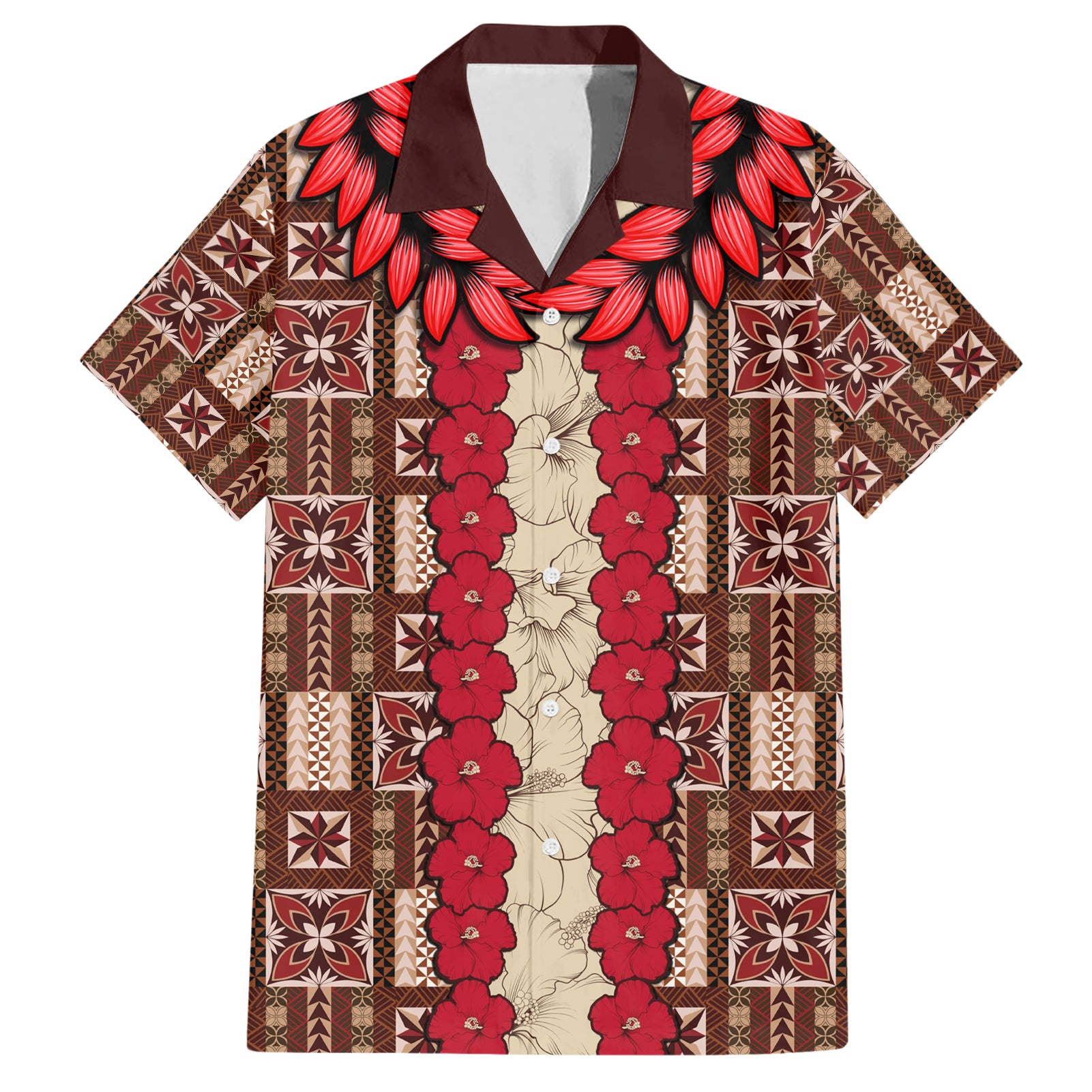 Samoa Siapo Hawaiian Shirt Tapa Pattern Mix Ula Fala Hibiscus - Wonder Print Shop